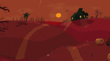 Mumya, Hayaletler, Balkabakları ve Ürkütücü Oda Dekorasyonuyla Cadılar Bayramı Animasyonu