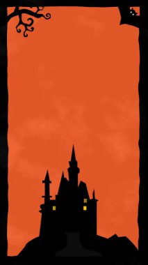 A spooky silhouette of a castle at night during Halloween.