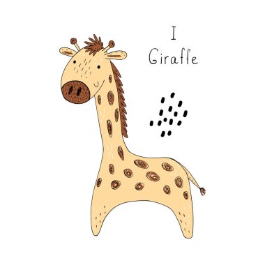 Cute giraffe print for kids. Printable templates. clipart