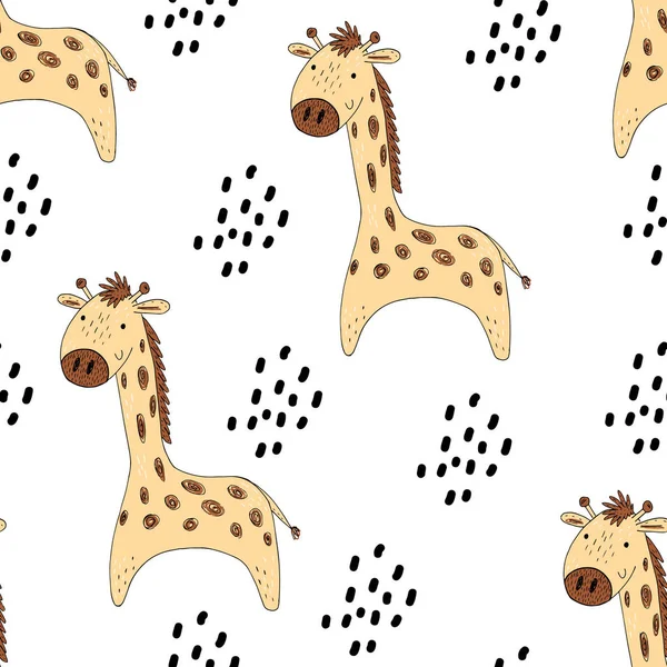 Girafa Bonito Padrão Impressão Para Crianças Modelos Para Impressão — Vetor de Stock