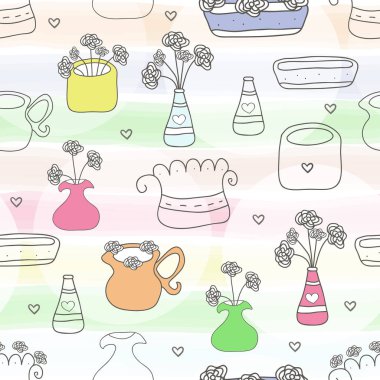 Şirin Vintage çiçekler ile Seamless modeli. vektör arka plan.