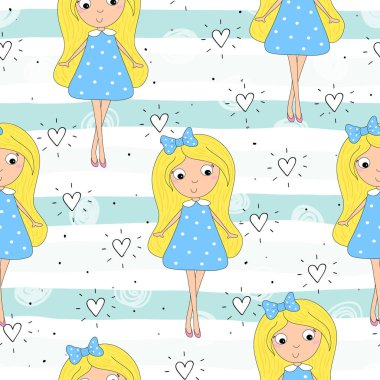 çizgi film olumlu seamless modeli ile şirin kızlar.