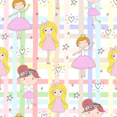 çizgi film olumlu seamless modeli ile şirin kızlar.