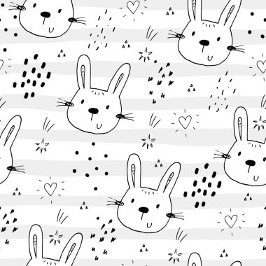 Sevimli küçük tavşan ile Seamless modeli. vektör çizim.
