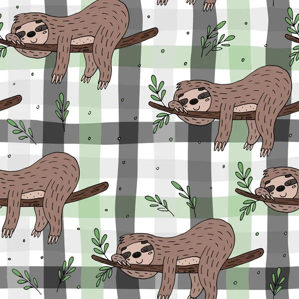 şirin doodle tembellik yazdırma ile Seamless Modeli.