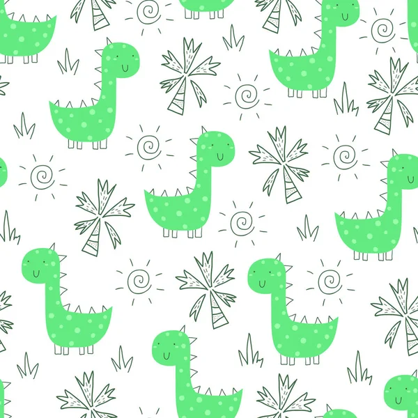 Komik dinozorlar ile şirin seamless modeli. vektör çizim.