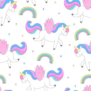 şirin tek boynuzlu at vektör desen