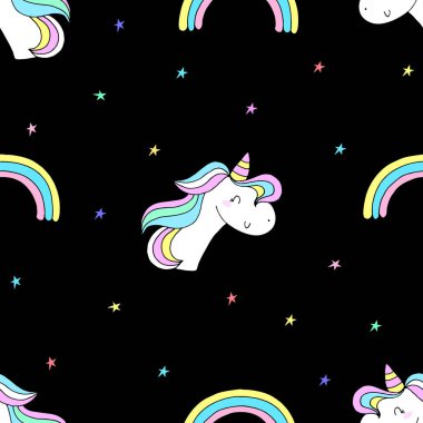 şirin tek boynuzlu at vektör desen