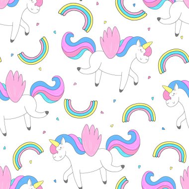 şirin tek boynuzlu at vektör desen