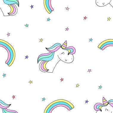 şirin tek boynuzlu at vektör desen