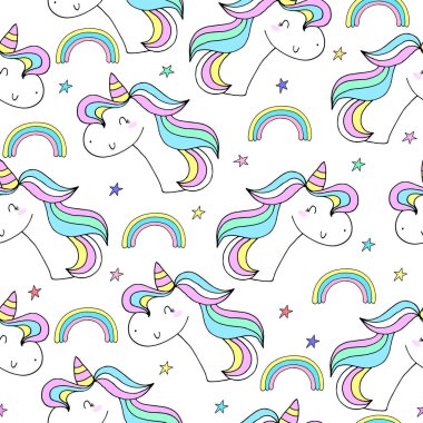 şirin tek boynuzlu at vektör desen