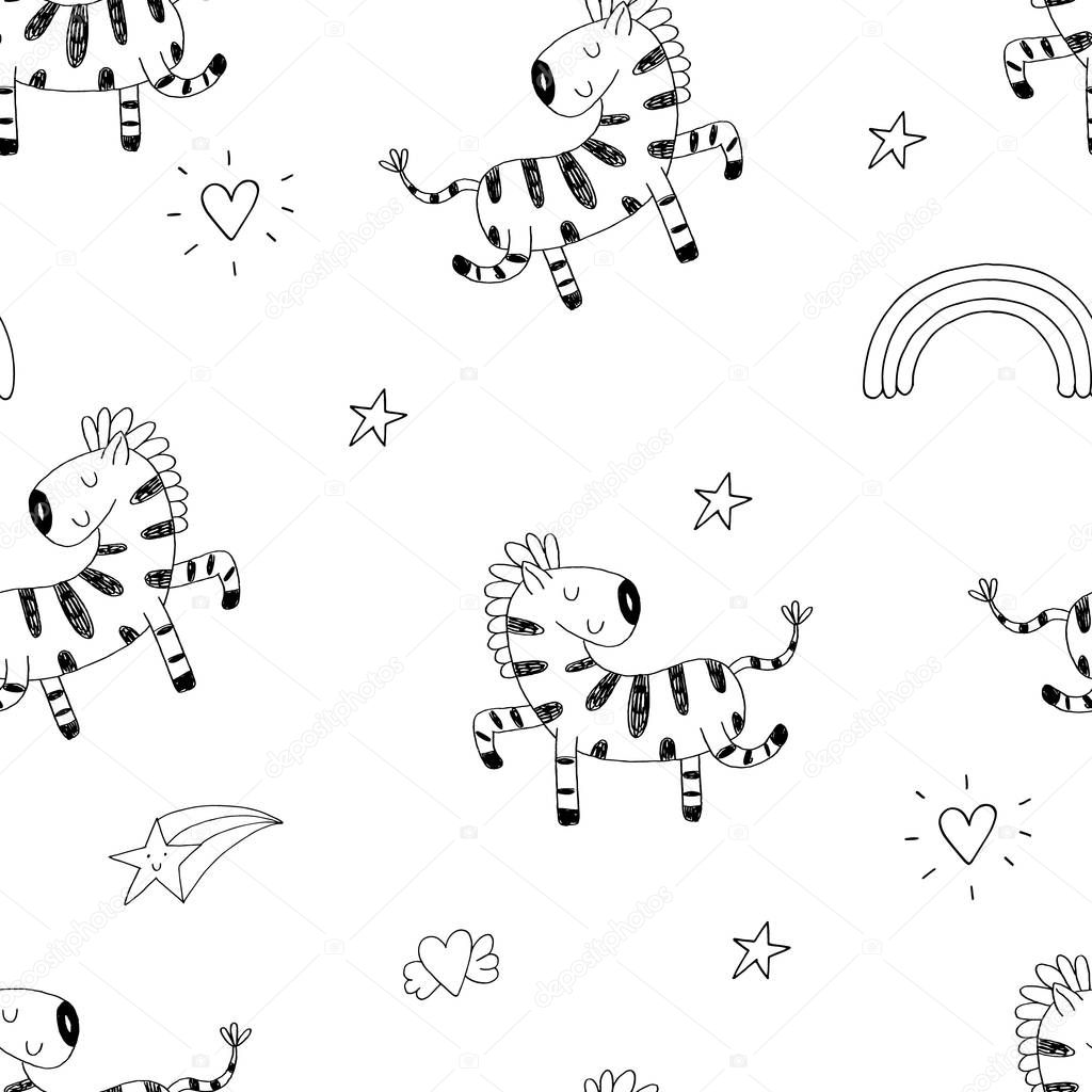 Cartoon zebra Seamless pattern