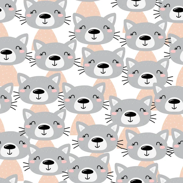 Modèle sans couture avec chat mignon. Animal animal vecteur d'impression — Image vectorielle