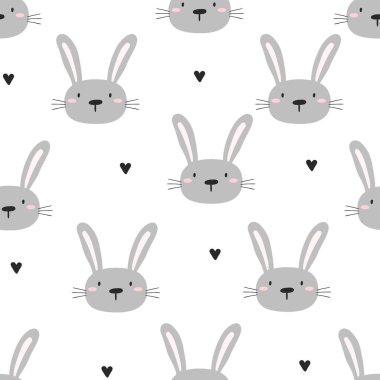 Sevimli küçük tavşan ile Seamless modeli. vektör çizim