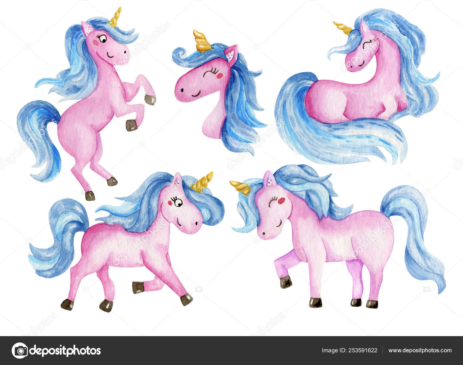 Beautiful Rainbow Watercolor Unicorns Set Nursery Unicorns Illustration Stock Photo Image By C I Boiko08 Gmail Com