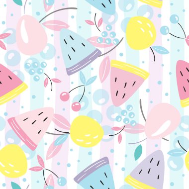 Sevimli meyve vektör çizim ile Seamless Modeli