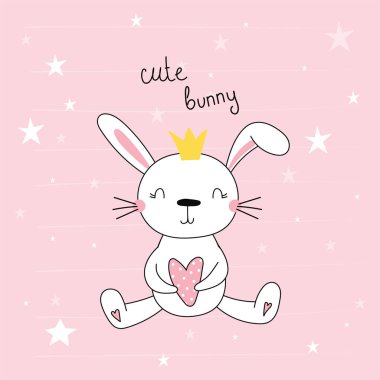 sevimli tavşan ile vektör kartı. vektör yazdırma
