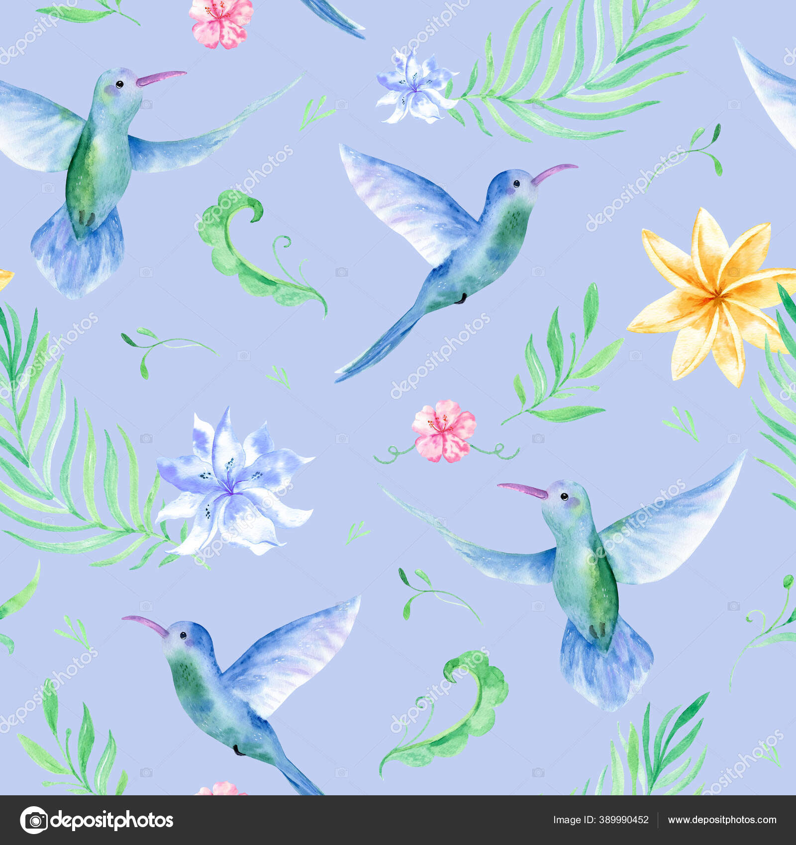 Patrón tropical inconsútil floral, fondo de verano con flores exóticas,  hojas de palma, hoja de la selva, flor de orquídea y colibrí. Fondo de  pantalla botánico vintage, ilustración en estilo hawaiano ., image size:1600x1700