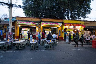 Mexico City, Meksika; 1 Kasım 2024: Coyoacn 'daki Colonia Del Carmen' de Ölüler Günü için sokaklar ve atmosfer.