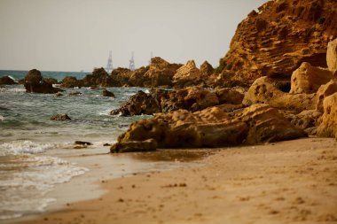 Güzel bir kumsalı İsrail görünümünü