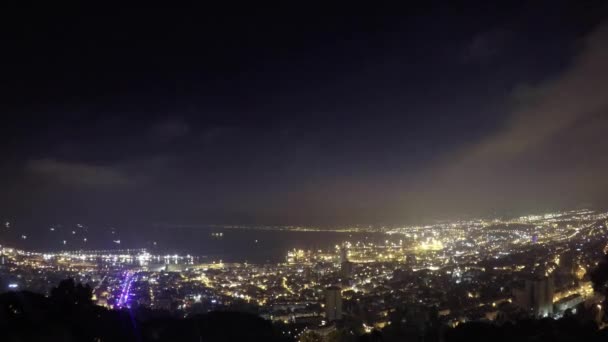Haifa Idő Telik Nézet Drone Felvétel — Stock videók