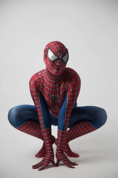 Israel Tel Aviv Oktober 2018 Man Spiderman Kostum Luar Tampa — Stok Foto