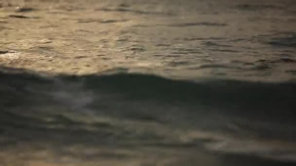 Increíble puesta de sol sobre la playa tropical. Olas en la playa en los trópicos al amanecer, Mañana en el mar — Vídeo de stock