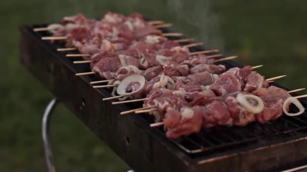 Smażone soczyste i pyszne wieprzowina grilla — Wideo stockowe