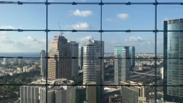 特拉维夫和Ramat Gan Skyline aerial, view to the Diamond Exchange district, Israel World Diamond Center, Ramat Gan Israel, October 14, 2020 — 图库视频影像