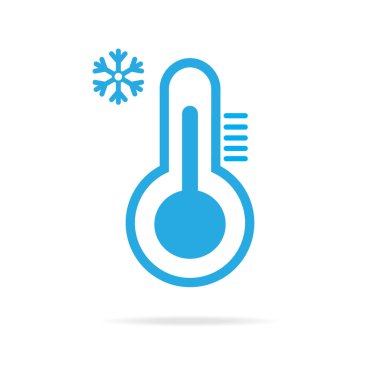 Termometre simgesi. Beyaz arka planda soğuk hava termometre ikon vektör çizimi. Web sitesi, uygulama veya bilgi grafikleri için düz web tasarımı ögesi.