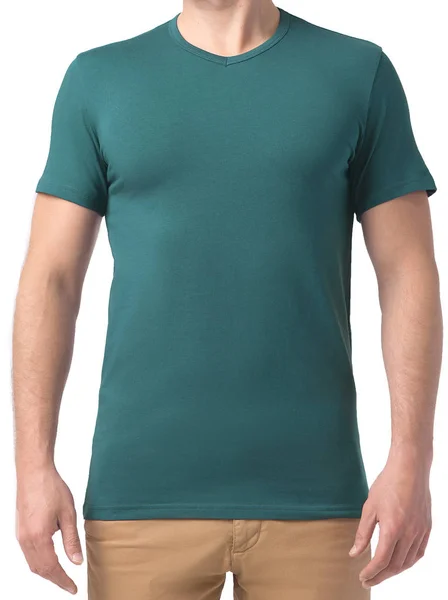 Primer plano del hombre en camisa verde sobre fondo blanco — Foto de Stock