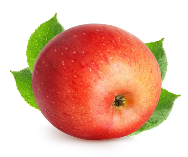 Απομονωμένα τα μήλα. Δύο κόκκινο μήλο φρούτα με φέτα (κομμένα) απομονωμένα σε λευκό με διαδρομή αποκοπής — Φωτογραφία Αρχείου