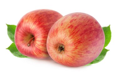 İzole elma. İki kırmızı elma meyve dilimi (kesme) izole üzerinde beyaz kırpma yolu ile