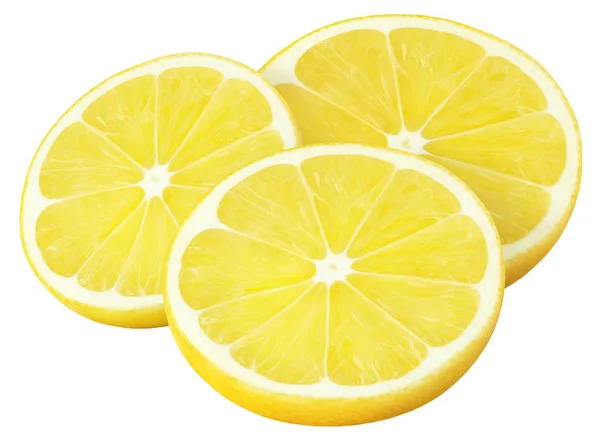 격리 한 레몬 클리핑 패스와 함께 흰색 절연 레몬 조각 — 스톡 사진