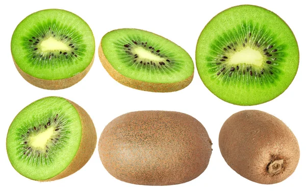 Colecție de fructe kiwi izolate pe fundal alb — Fotografie, imagine de stoc
