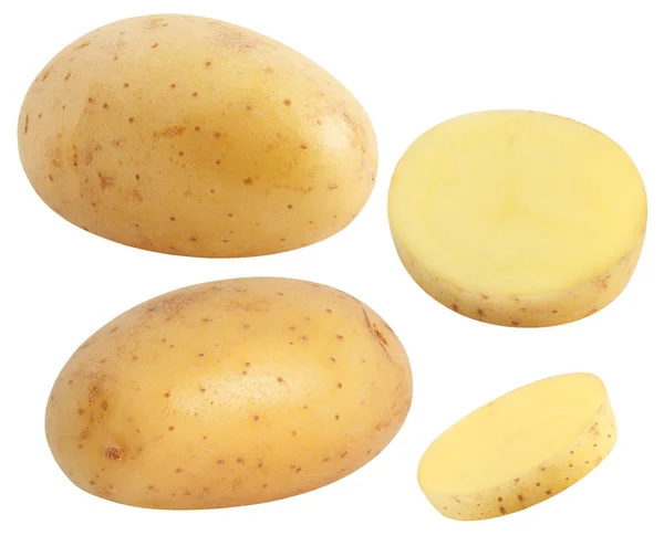 Patatas Frescas Crudas Aisladas Sobre Fondo Blanco — Foto de Stock