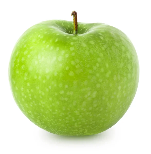 Una manzana aislada. Fruto de manzana verde entero aislado sobre fondo blanco, con ruta de recorte — Foto de Stock