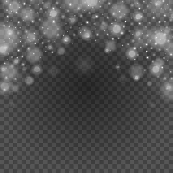 Bokeh luz gris brilla en la ilustración de vectores de fondo de transparencia . — Vector de stock