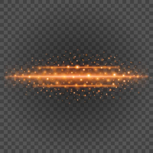 Bokeh light orange sparkles on transparency background vector illustration. — Stock Vector