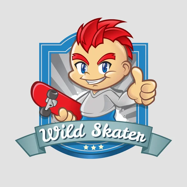 Bir kaykay tutarak ve Tamam el ile yapıyor çizgi film karakteri Madalyası