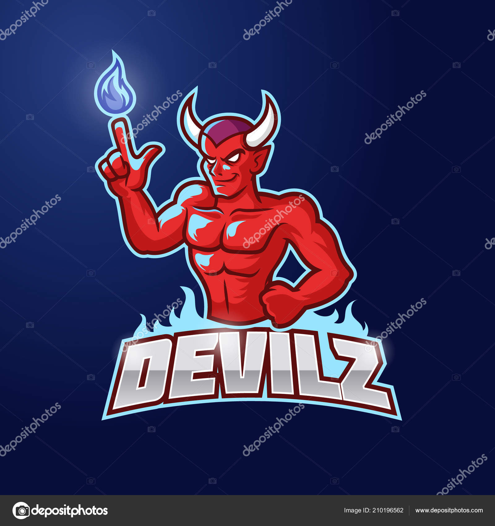 赤い悪魔の esport のロゴのテンプレート ストックベクター