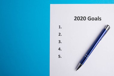 2020 için hedeflerin listesi. Yukarıdan geldi. Boşluğu kopyala