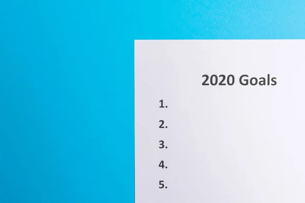 2020年目标清单。 从上而下 复制空间 — 图库照片
