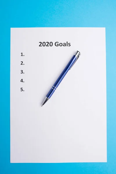 Wykaz celów na 2020 r. Z góry. Przestrzeń kopiowania — Zdjęcie stockowe