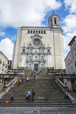 İspanya, Girona - 18 Eylül 2017: merdiven için Cathedral 