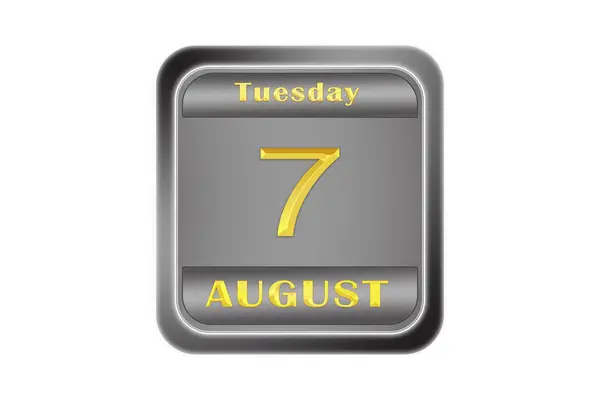 Auf Einer Geprägten Metallplatte Die Goldene Datumsstempelung Ist Der August — Stockfoto