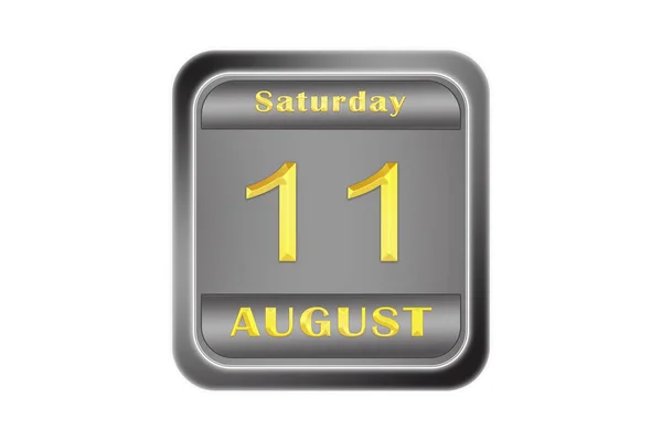 Auf Einer Geprägten Metallplatte Der Goldene Datumsstempel Ist Der August — Stockfoto