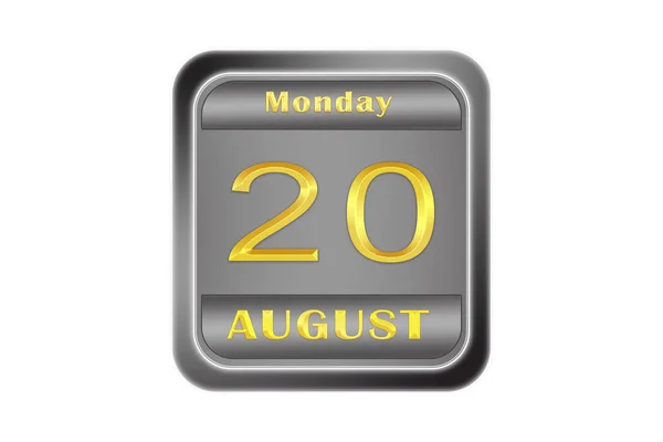 Auf Einer Geprägten Metallplatte Der Goldstempel Ist Der August Montag — Stockfoto
