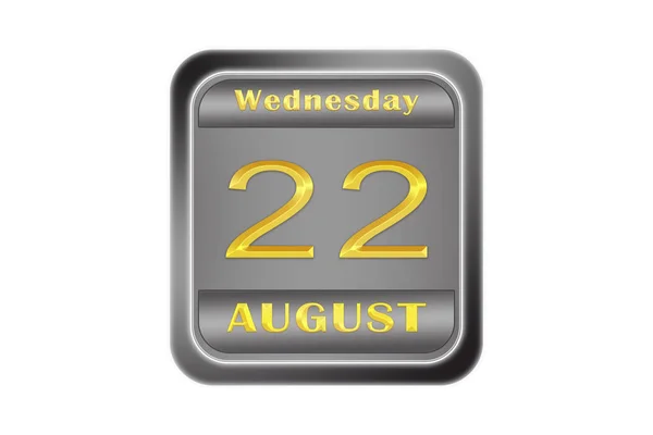 Embossed Metal Plate Gold Date Stamping August Wednesday — Stock Photo, Image