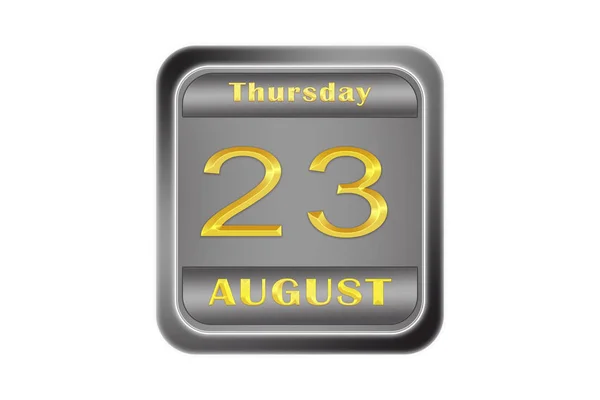 Embossed Metal Plate Gold Date Stamping August Thursday — Stock Photo, Image